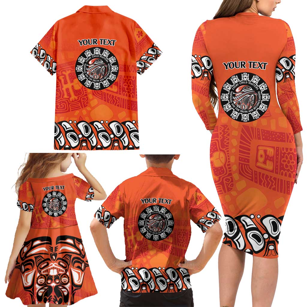 Awareness for Indigenous Orange Day Family Matching Long Sleeve Bodycon Dress and Hawaiian Shirt Haida Spirit Animals - Wonder Print Shop