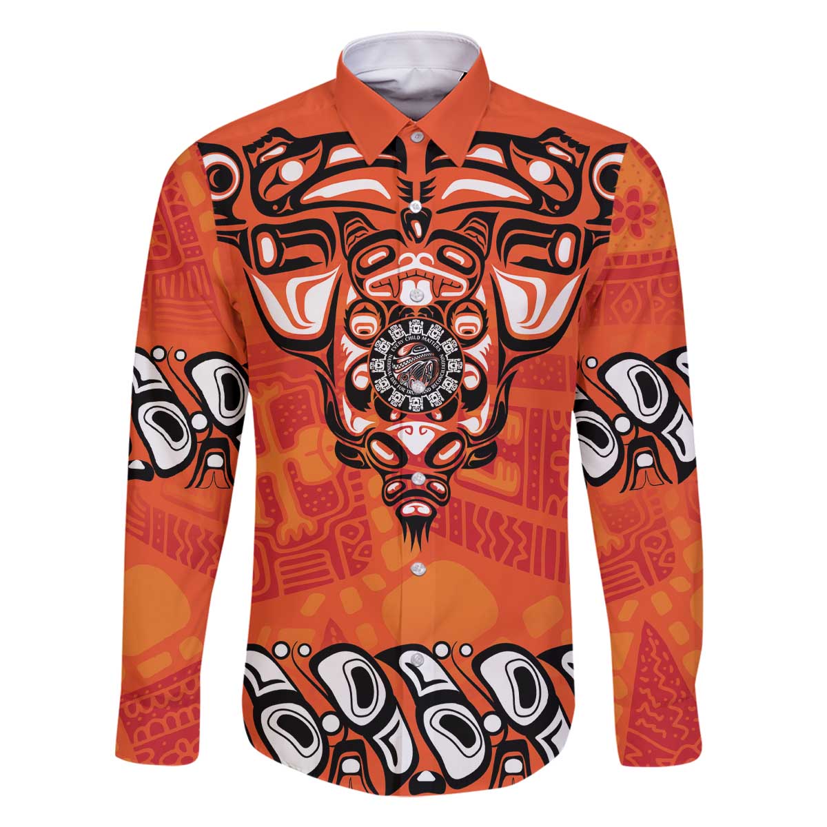 Awareness for Indigenous Orange Day Family Matching Off The Shoulder Long Sleeve Dress and Hawaiian Shirt Haida Spirit Animals - Wonder Print Shop