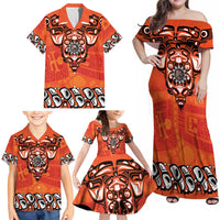 Awareness for Indigenous Orange Day Family Matching Off Shoulder Maxi Dress and Hawaiian Shirt Haida Spirit Animals - Wonder Print Shop