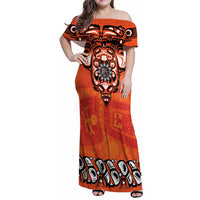 Awareness for Indigenous Orange Day Family Matching Off Shoulder Maxi Dress and Hawaiian Shirt Haida Spirit Animals - Wonder Print Shop