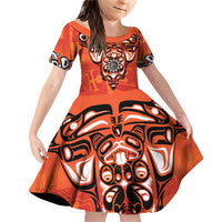 Awareness for Indigenous Orange Day Family Matching Off Shoulder Short Dress and Hawaiian Shirt Haida Spirit Animals - Wonder Print Shop
