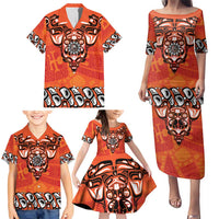 Awareness for Indigenous Orange Day Family Matching Puletasi and Hawaiian Shirt Haida Spirit Animals - Wonder Print Shop