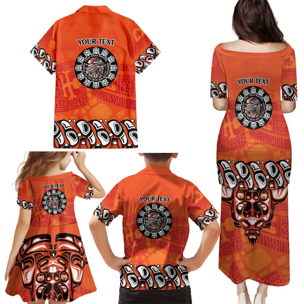 Awareness for Indigenous Orange Day Family Matching Puletasi and Hawaiian Shirt Haida Spirit Animals - Wonder Print Shop