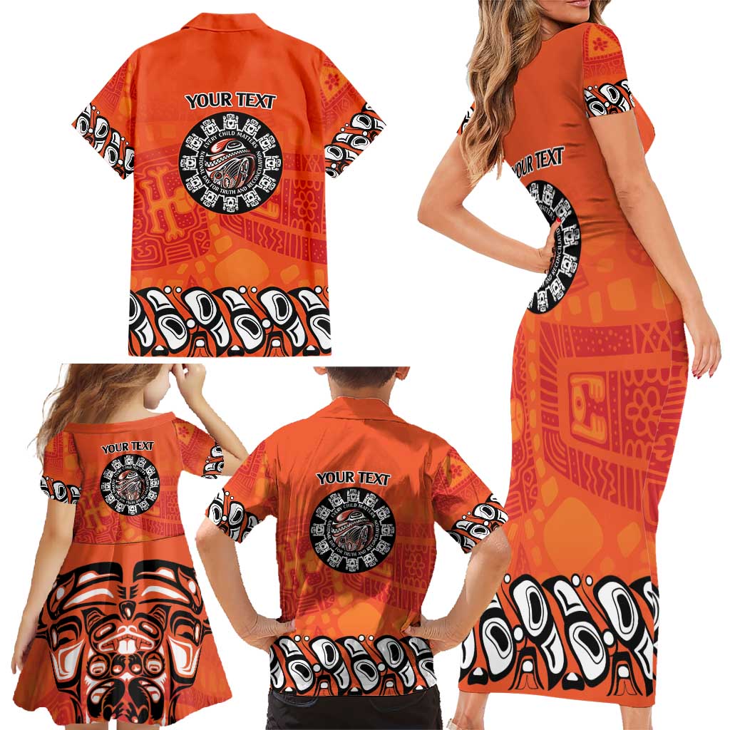 Awareness for Indigenous Orange Day Family Matching Short Sleeve Bodycon Dress and Hawaiian Shirt Haida Spirit Animals - Wonder Print Shop