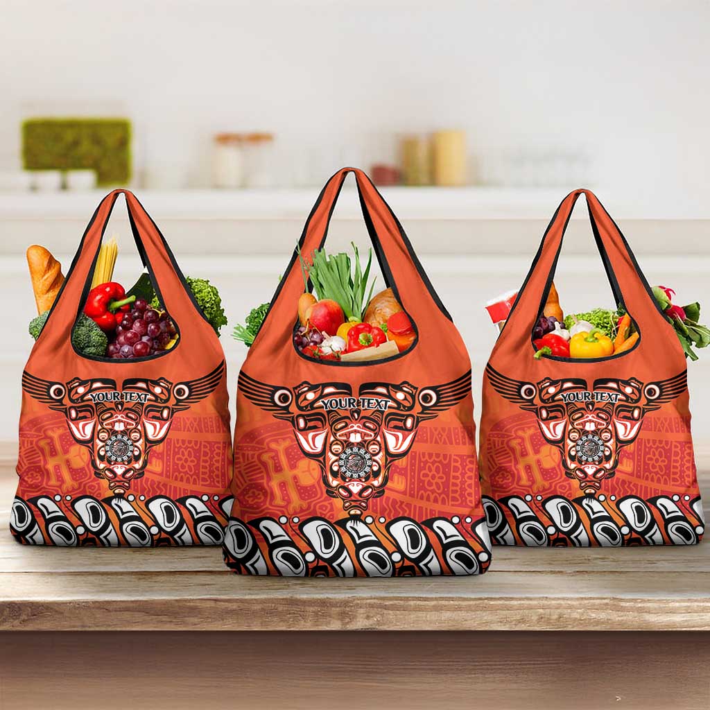 Awareness for Indigenous Orange Day Grocery Bag Haida Spirit Animals - Wonder Print Shop