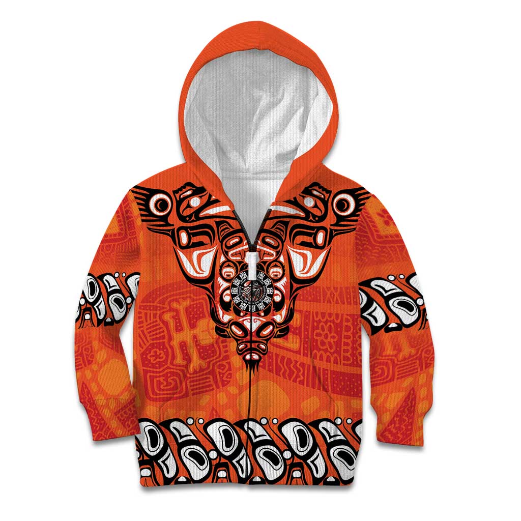 Awareness for Indigenous Orange Day Kid Hoodie Haida Spirit Animals - Wonder Print Shop
