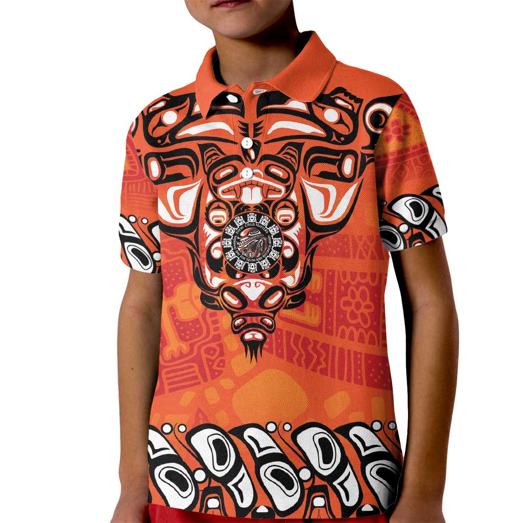 Awareness for Indigenous Orange Day Kid Polo Shirt Haida Spirit Animals - Wonder Print Shop