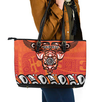 Awareness for Indigenous Orange Day Leather Tote Bag Haida Spirit Animals - Wonder Print Shop