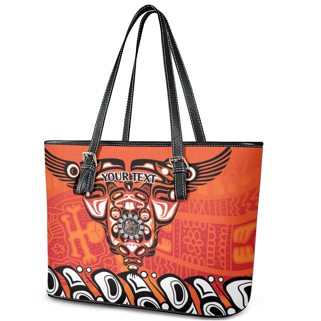 Awareness for Indigenous Orange Day Leather Tote Bag Haida Spirit Animals - Wonder Print Shop