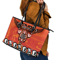 Awareness for Indigenous Orange Day Leather Tote Bag Haida Spirit Animals - Wonder Print Shop