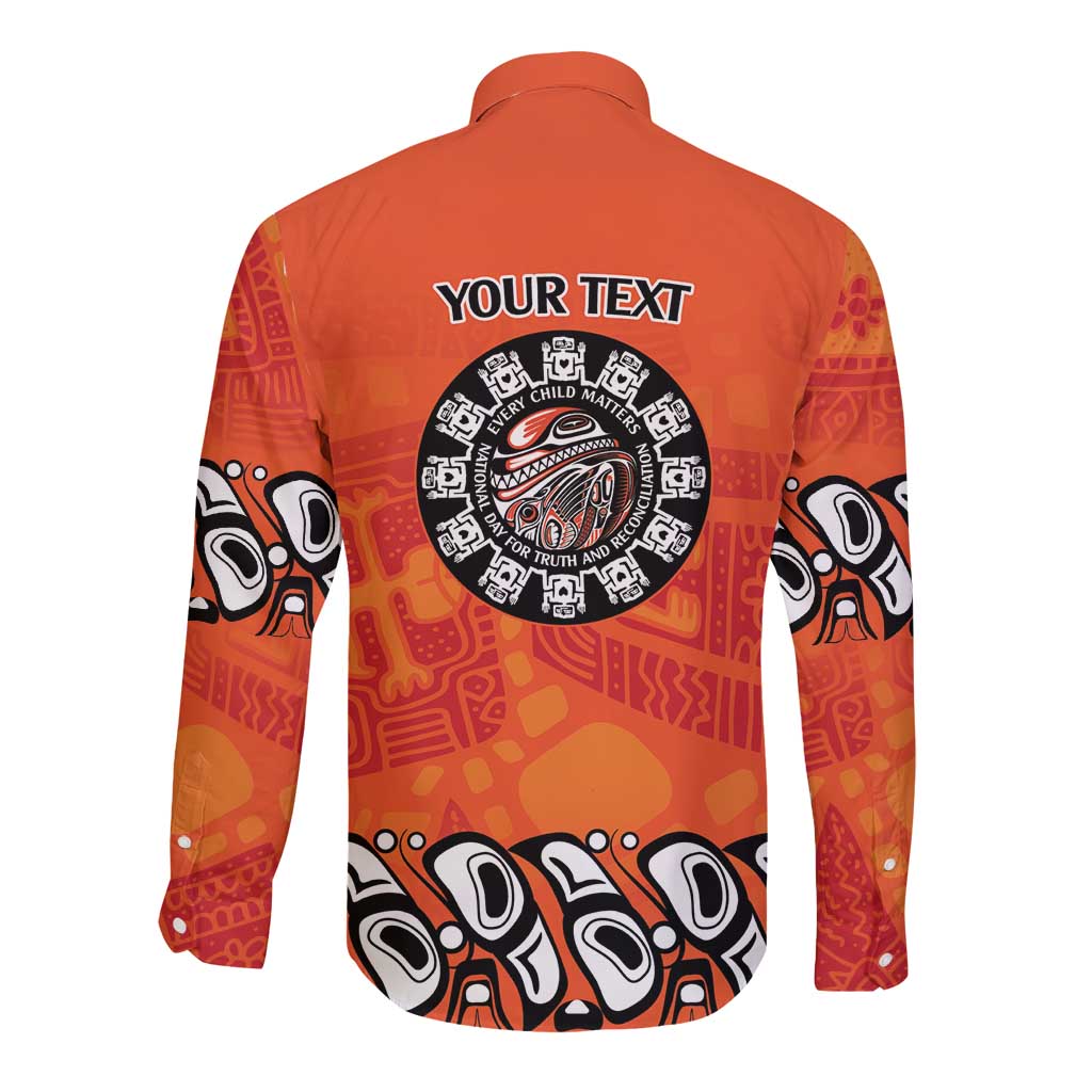 Awareness for Indigenous Orange Day Long Sleeve Button Shirt Haida Spirit Animals - Wonder Print Shop