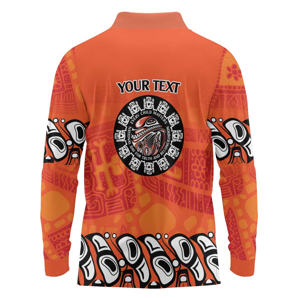Awareness for Indigenous Orange Day Long Sleeve Polo Shirt Haida Spirit Animals - Wonder Print Shop