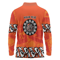 Awareness for Indigenous Orange Day Long Sleeve Polo Shirt Haida Spirit Animals - Wonder Print Shop