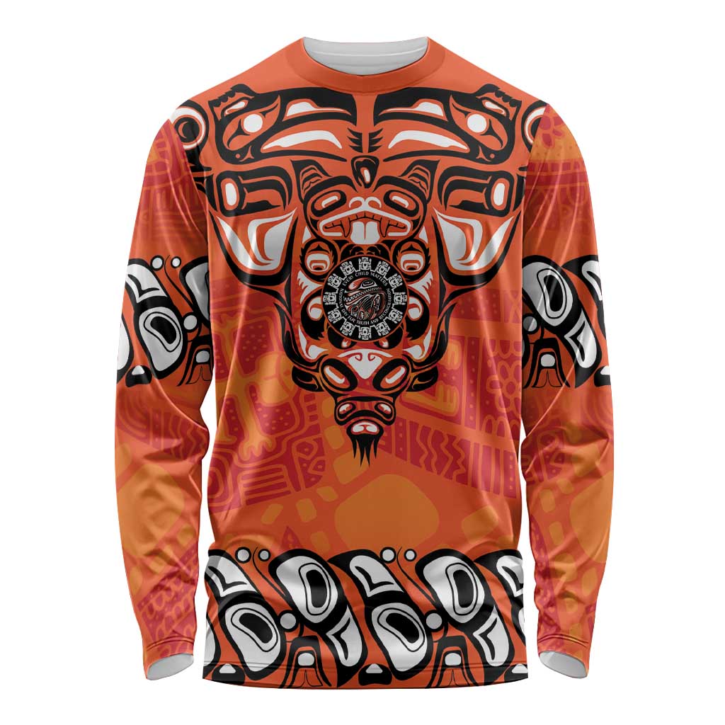 Awareness for Indigenous Orange Day Long Sleeve Shirt Haida Spirit Animals - Wonder Print Shop