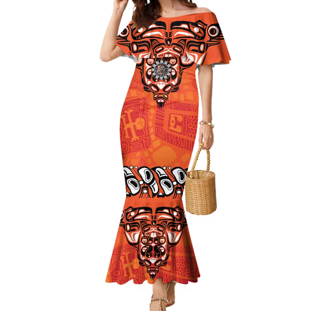 Awareness for Indigenous Orange Day Mermaid Dress Haida Spirit Animals - Wonder Print Shop