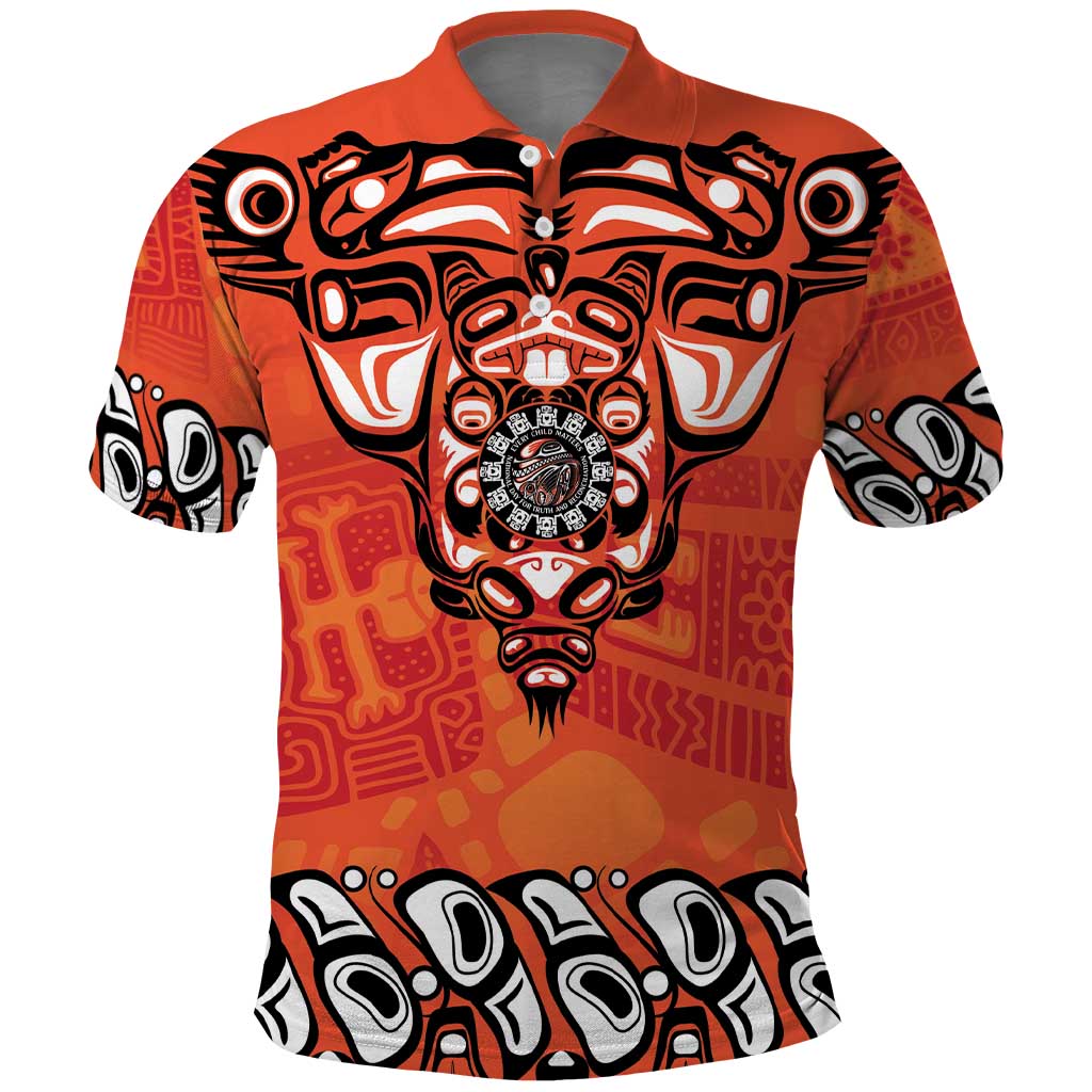 Awareness for Indigenous Orange Day Polo Shirt Haida Spirit Animals - Wonder Print Shop