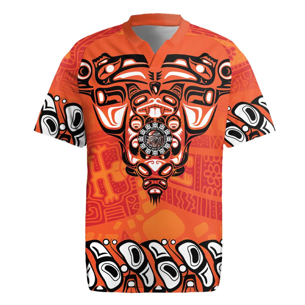 Awareness for Indigenous Orange Day Rugby Jersey Haida Spirit Animals - Wonder Print Shop