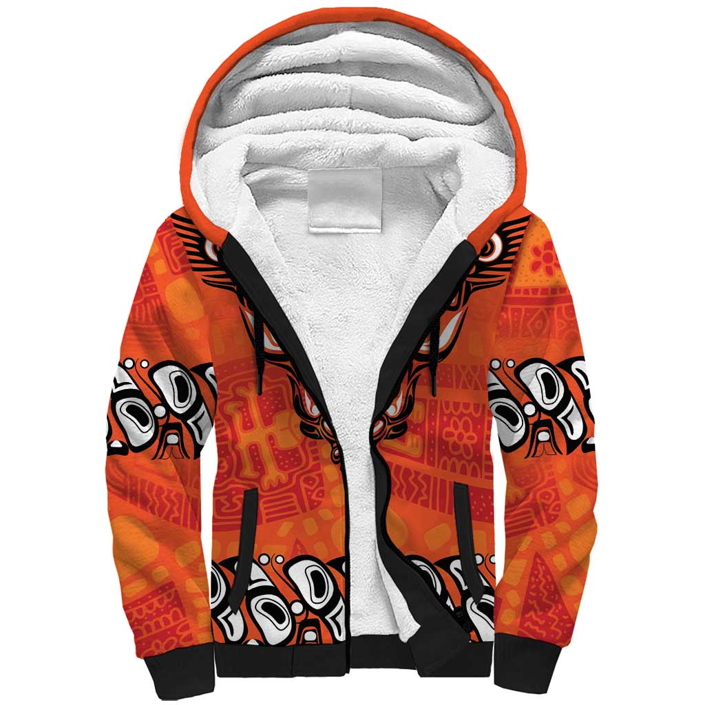 Awareness for Indigenous Orange Day Sherpa Hoodie Haida Spirit Animals - Wonder Print Shop