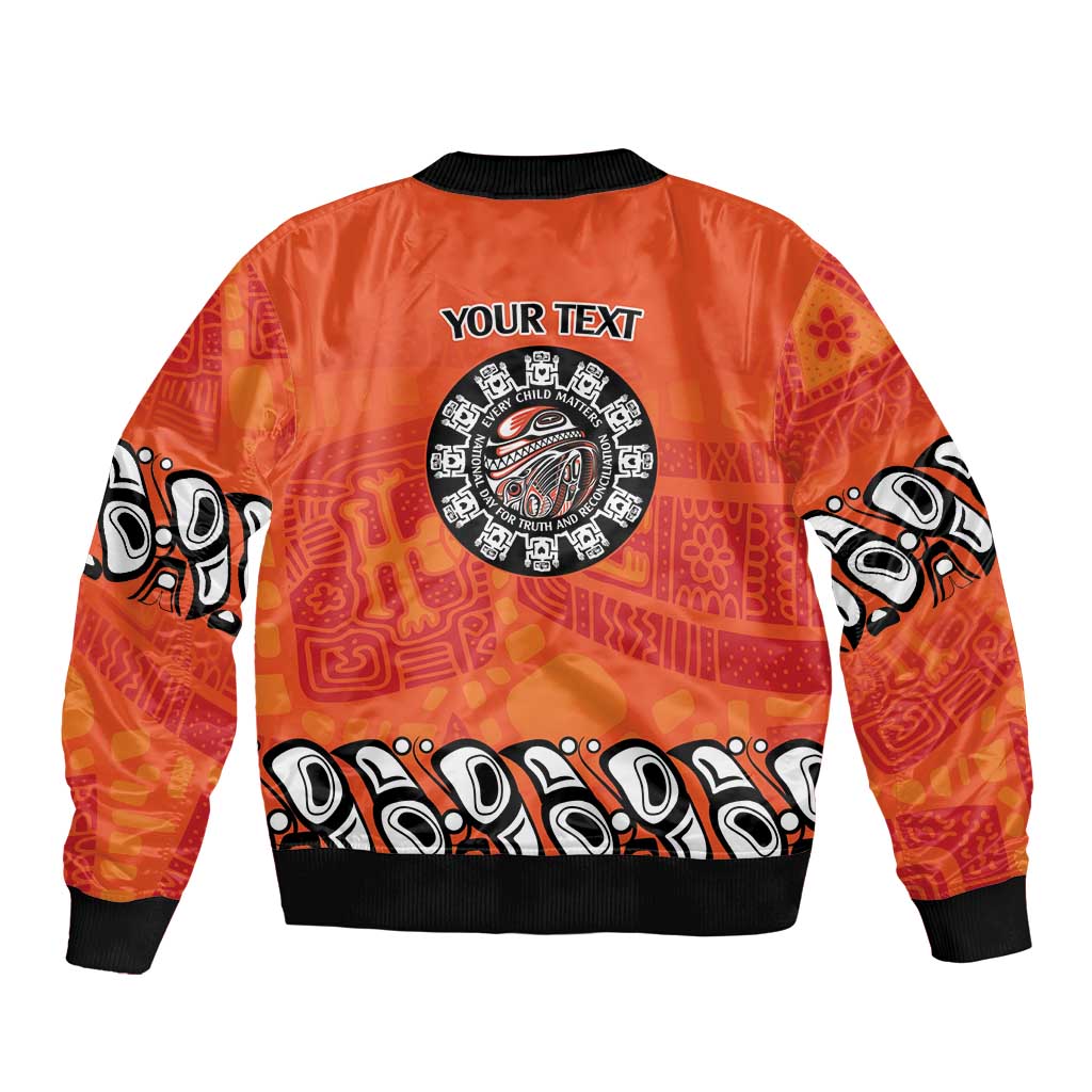 Awareness for Indigenous Orange Day Sleeve Zip Bomber Jacket Haida Spirit Animals - Wonder Print Shop