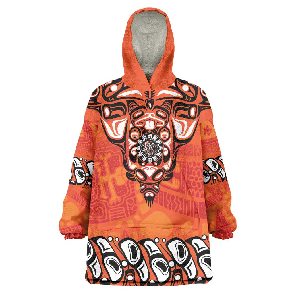 Awareness for Indigenous Orange Day Wearable Blanket Hoodie Haida Spirit Animals - Wonder Print Shop