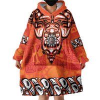Awareness for Indigenous Orange Day Wearable Blanket Hoodie Haida Spirit Animals - Wonder Print Shop