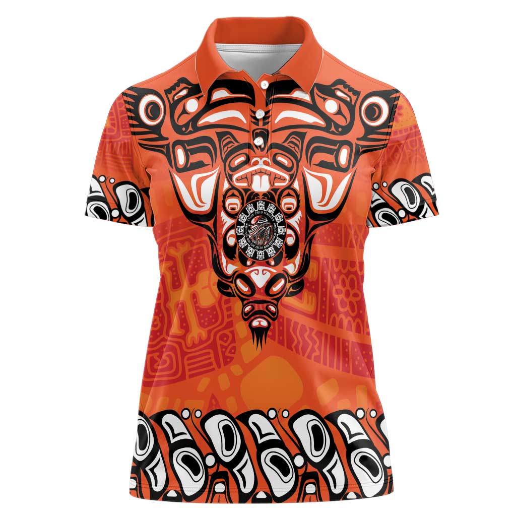 Awareness for Indigenous Orange Day Women Polo Shirt Haida Spirit Animals - Wonder Print Shop