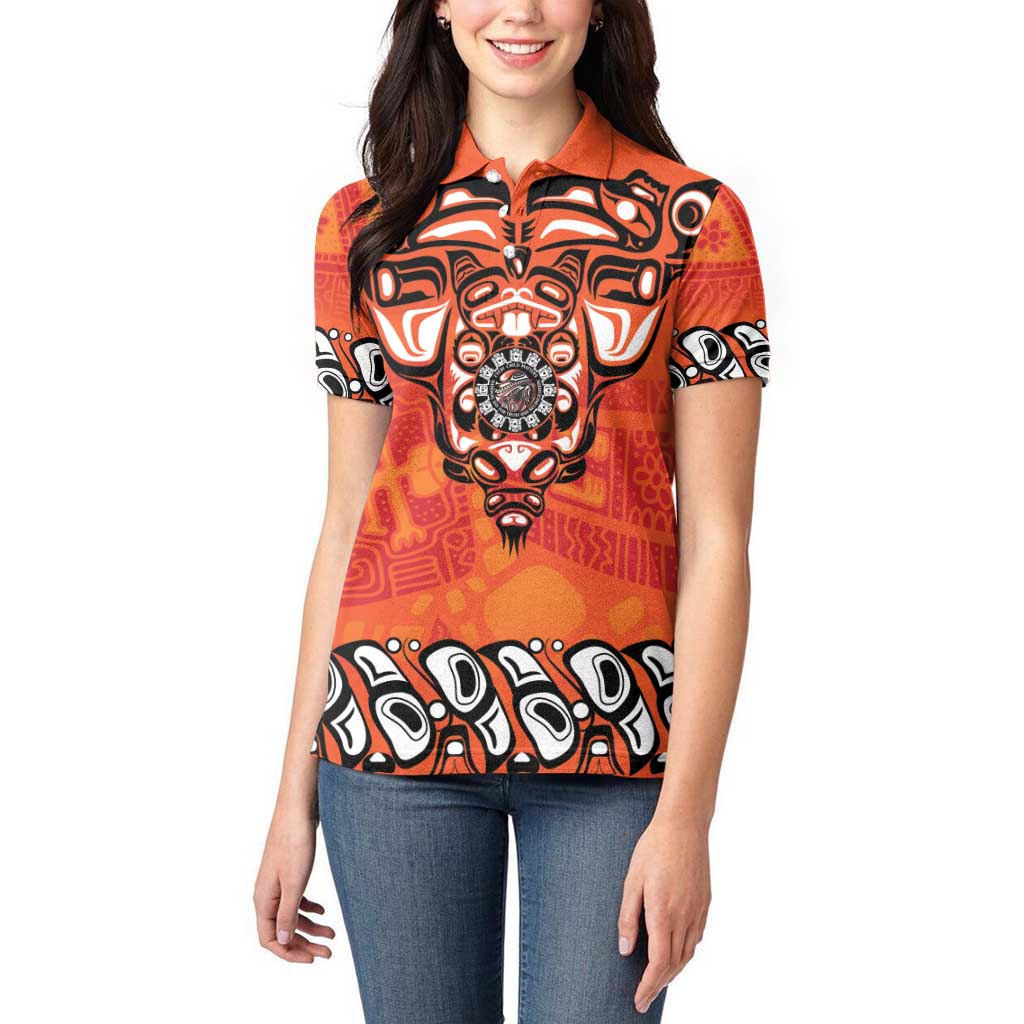 Awareness for Indigenous Orange Day Women Polo Shirt Haida Spirit Animals - Wonder Print Shop