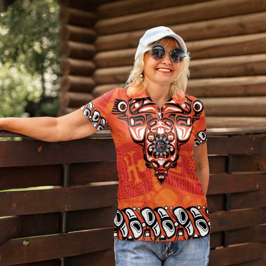 Awareness for Indigenous Orange Day Women Polo Shirt Haida Spirit Animals - Wonder Print Shop