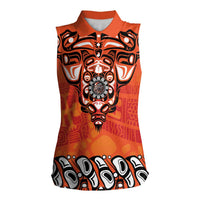Awareness for Indigenous Orange Day Women Sleeveless Polo Shirt Haida Spirit Animals - Wonder Print Shop
