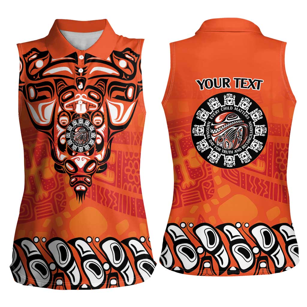 Awareness for Indigenous Orange Day Women Sleeveless Polo Shirt Haida Spirit Animals - Wonder Print Shop
