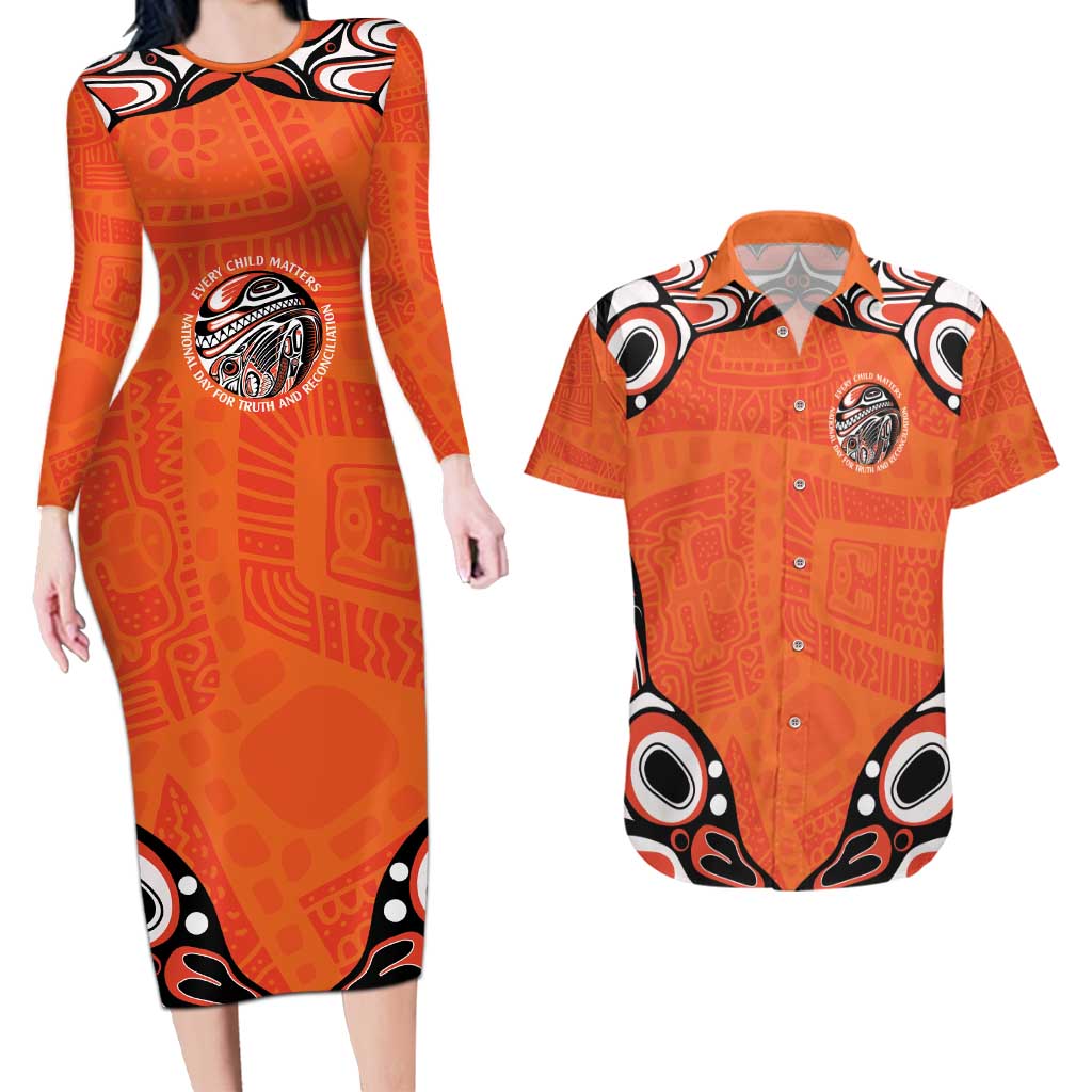 Awareness for Indigenous Orange Day Couples Matching Long Sleeve Bodycon Dress and Hawaiian Shirt Kindness and Equality - Wonder Print Shop