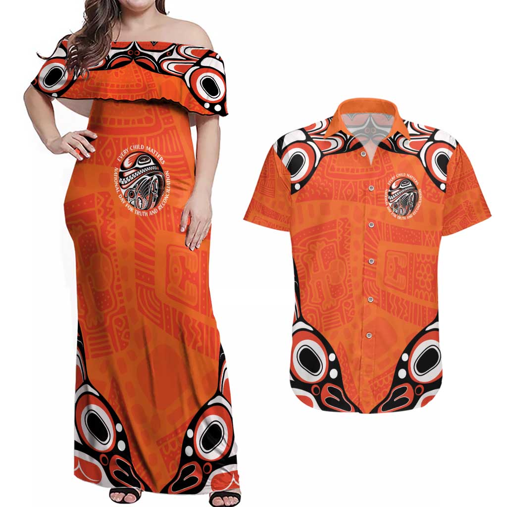 Awareness for Indigenous Orange Day Couples Matching Off Shoulder Maxi Dress and Hawaiian Shirt Kindness and Equality - Wonder Print Shop