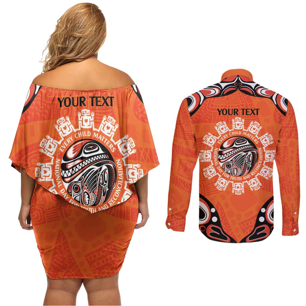 Awareness for Indigenous Orange Day Couples Matching Off Shoulder Short Dress and Long Sleeve Button Shirt Kindness and Equality - Wonder Print Shop
