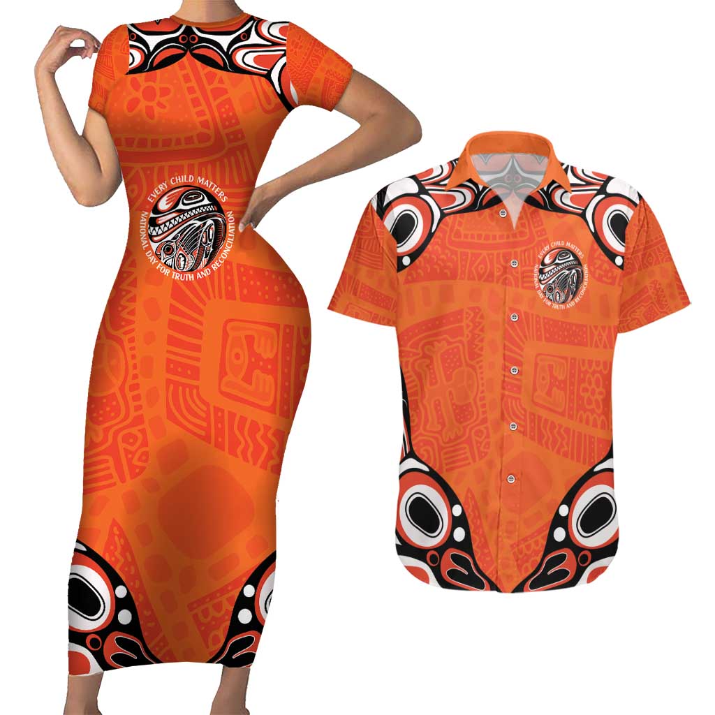Awareness for Indigenous Orange Day Couples Matching Short Sleeve Bodycon Dress and Hawaiian Shirt Kindness and Equality - Wonder Print Shop