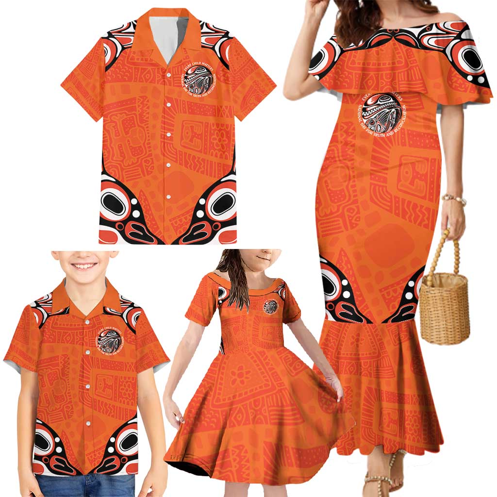 Awareness for Indigenous Orange Day Family Matching Mermaid Dress and Hawaiian Shirt Kindness and Equality - Wonder Print Shop