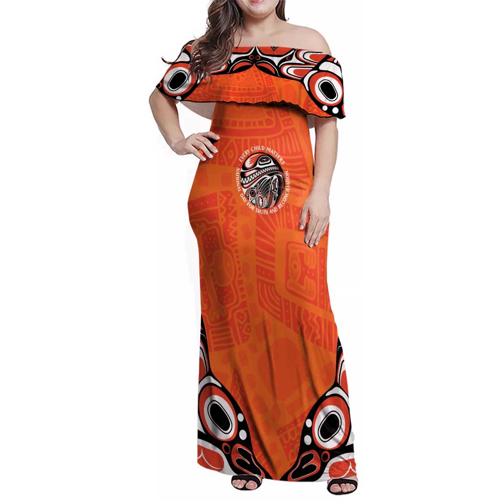 Awareness for Indigenous Orange Day Family Matching Off Shoulder Maxi Dress and Hawaiian Shirt Kindness and Equality - Wonder Print Shop