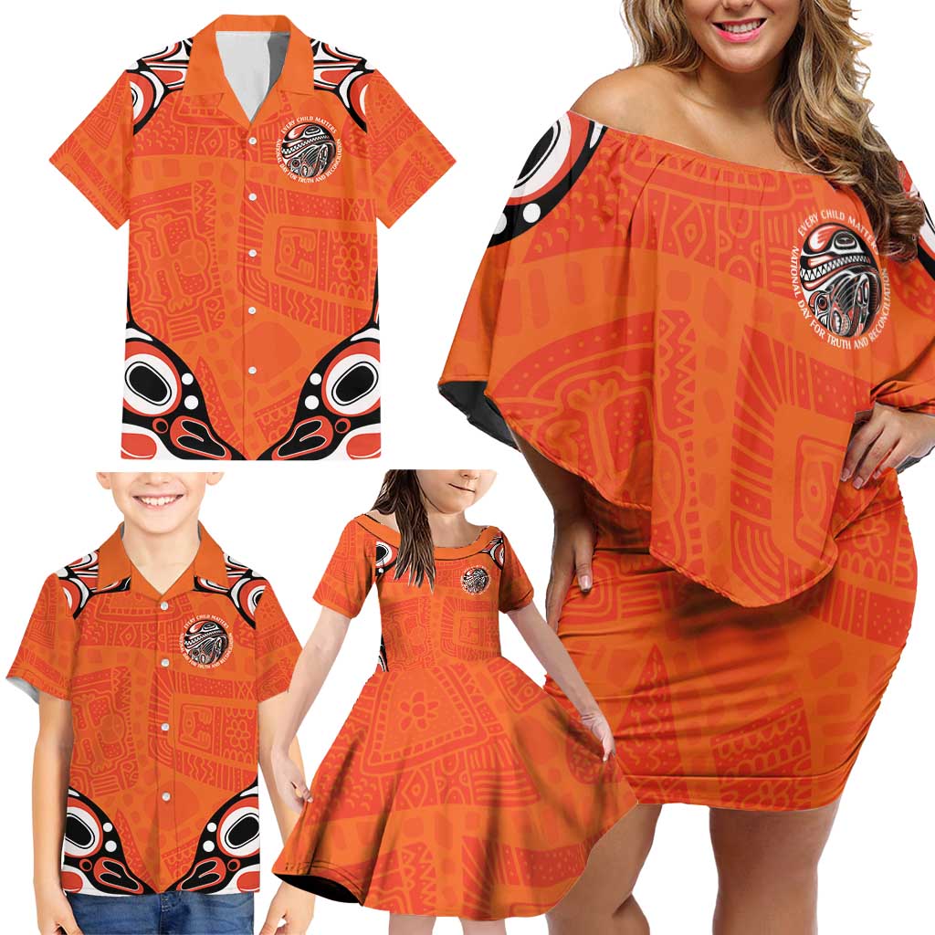 Awareness for Indigenous Orange Day Family Matching Off Shoulder Short Dress and Hawaiian Shirt Kindness and Equality - Wonder Print Shop