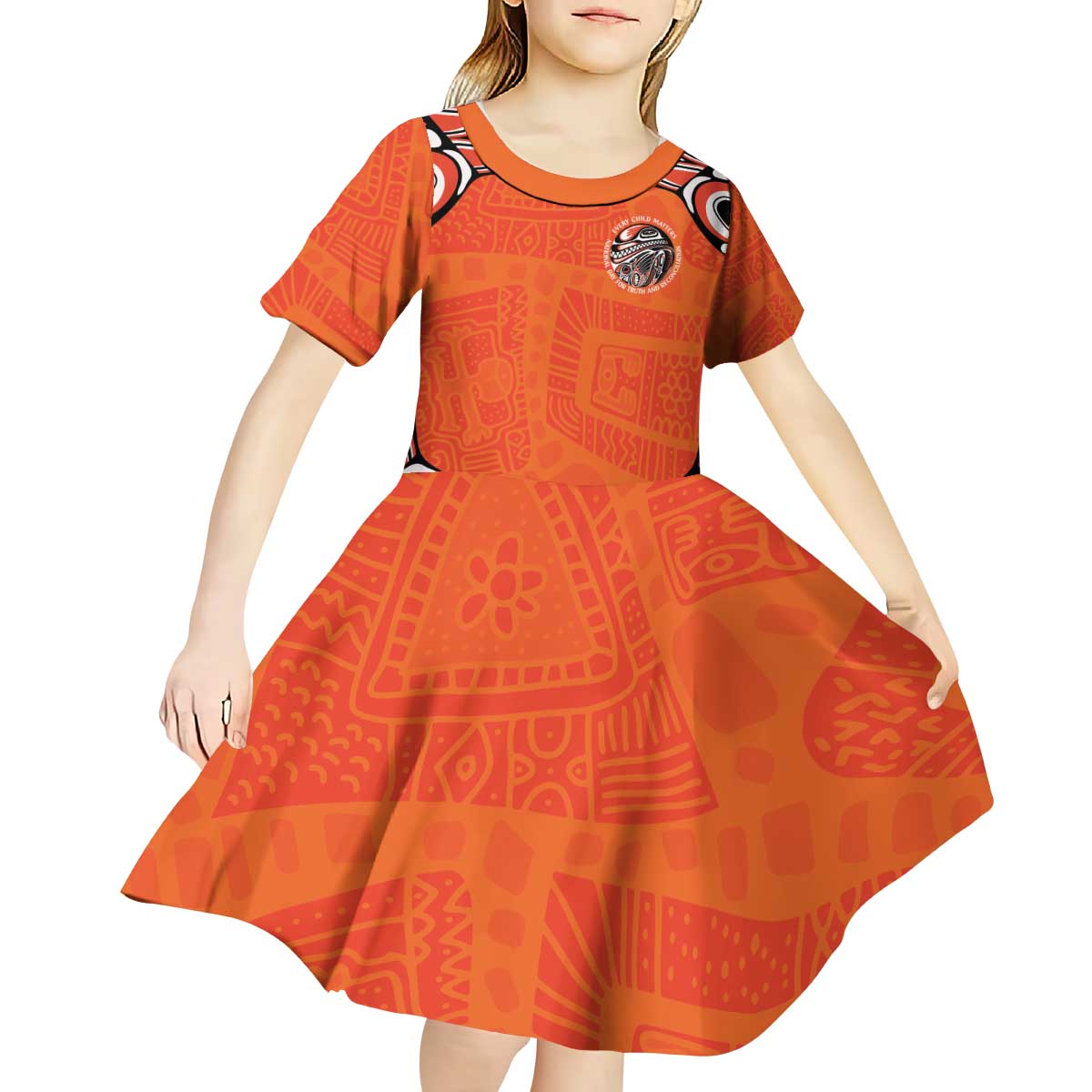 Awareness for Indigenous Orange Day Kid Short Sleeve Dress Kindness and Equality - Wonder Print Shop