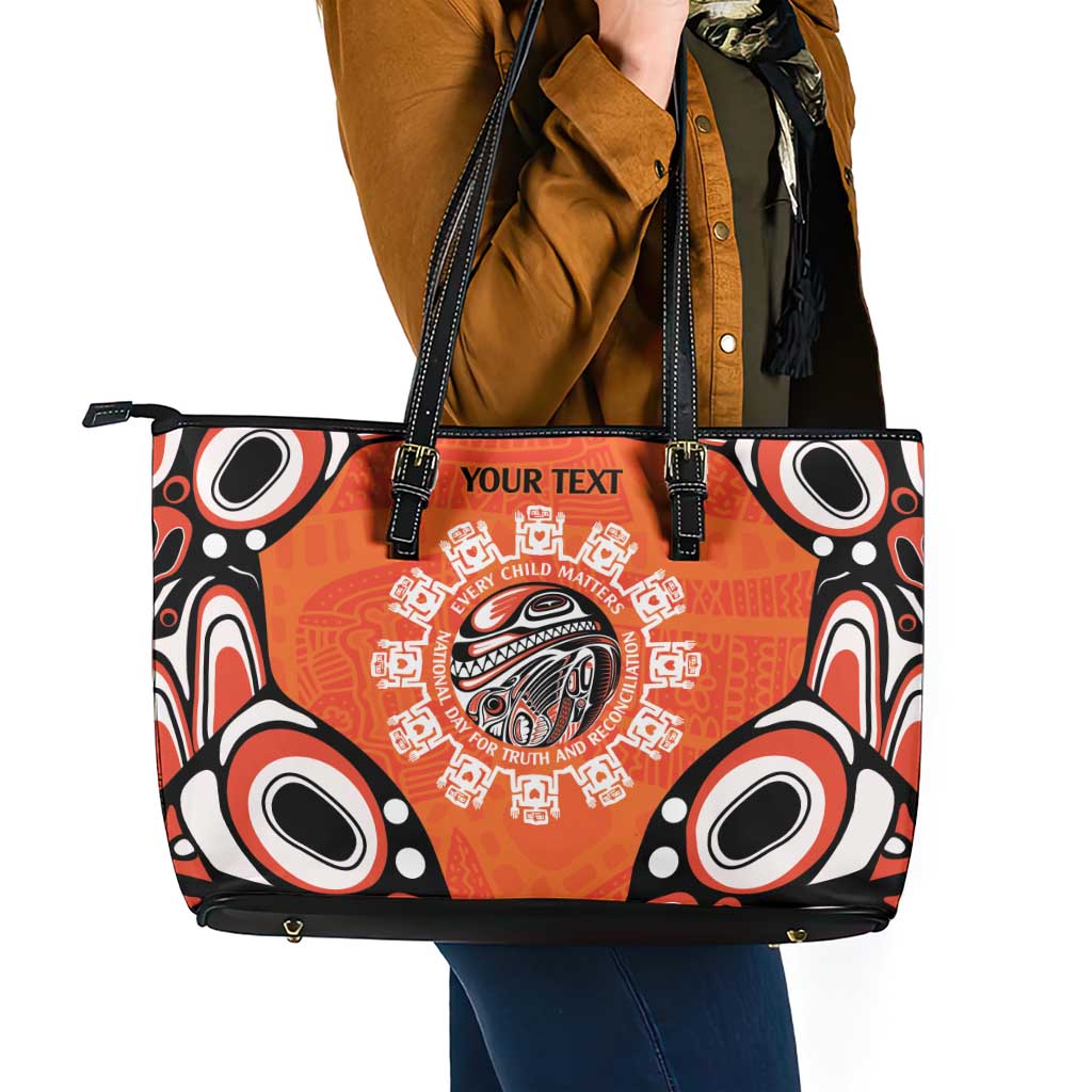 Awareness for Indigenous Orange Day Leather Tote Bag Kindness and Equality - Wonder Print Shop