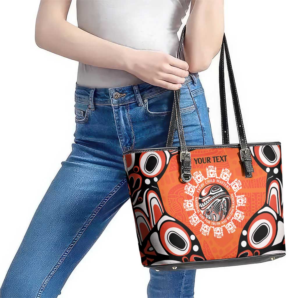 Awareness for Indigenous Orange Day Leather Tote Bag Kindness and Equality - Wonder Print Shop