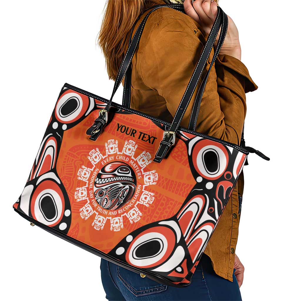 Awareness for Indigenous Orange Day Leather Tote Bag Kindness and Equality - Wonder Print Shop
