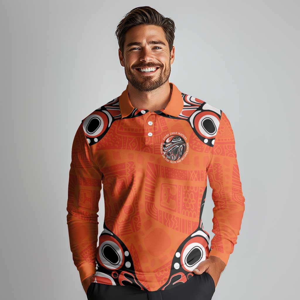Awareness for Indigenous Orange Day Long Sleeve Polo Shirt Kindness and Equality - Wonder Print Shop