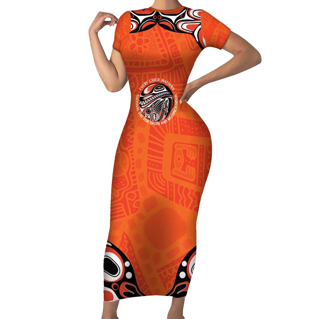 Awareness for Indigenous Orange Day Short Sleeve Bodycon Dress Kindness and Equality - Wonder Print Shop
