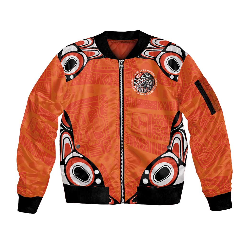 Awareness for Indigenous Orange Day Sleeve Zip Bomber Jacket Kindness and Equality - Wonder Print Shop