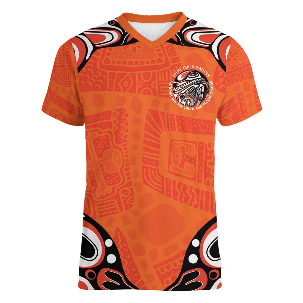 Awareness for Indigenous Orange Day Women V-Neck T-Shirt Kindness and Equality - Wonder Print Shop