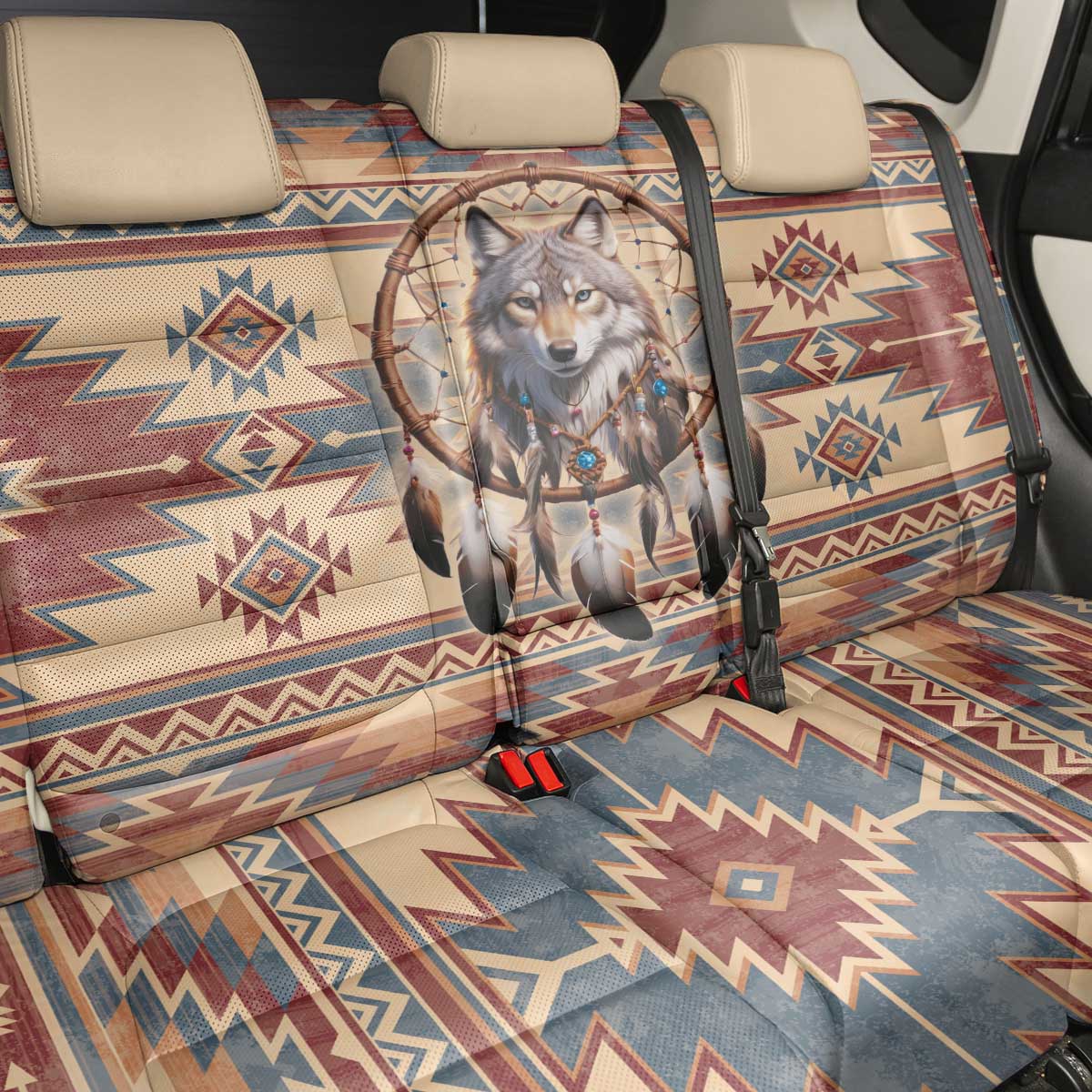 Indigenous Peoples Day Back Car Seat Cover Native American Dream Catcher Wolf Tribal-inspired - Wonder Print Shop