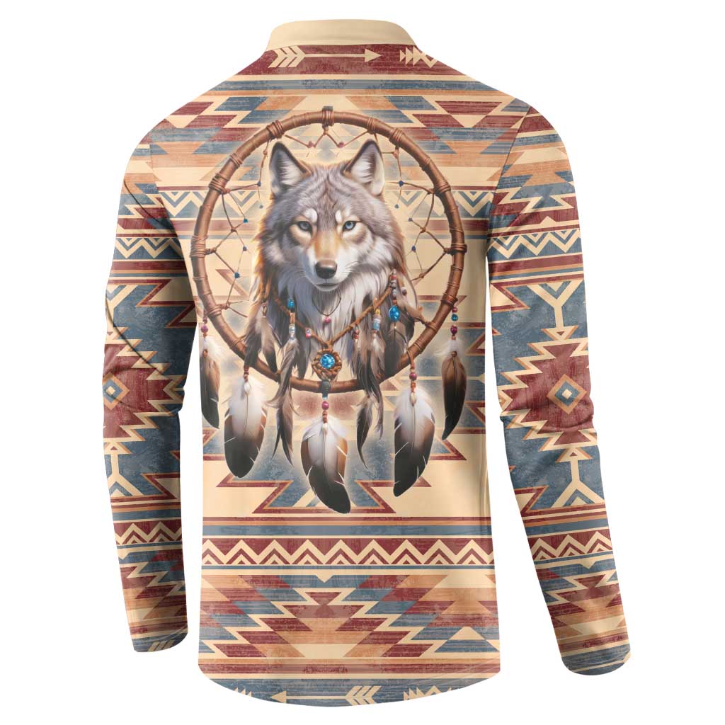 Indigenous Peoples Day Button Sweatshirt Native American Dream Catcher Wolf Tribal-inspired - Wonder Print Shop