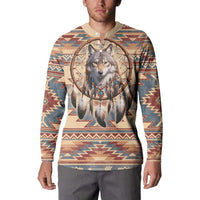 Indigenous Peoples Day Button Sweatshirt Native American Dream Catcher Wolf Tribal-inspired - Wonder Print Shop