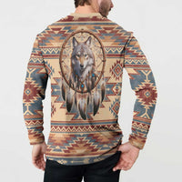 Indigenous Peoples Day Button Sweatshirt Native American Dream Catcher Wolf Tribal-inspired - Wonder Print Shop