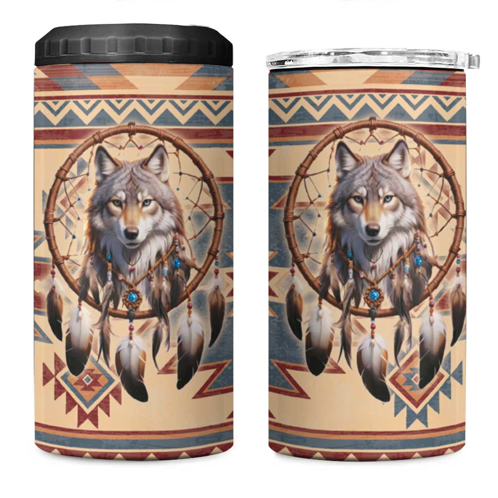 Indigenous Peoples Day 4 in 1 Can Cooler Tumbler Native American Dream Catcher Wolf Tribal-inspired - Wonder Print Shop